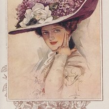 Оригинал схемы вышивки «Дама в шляпе» (№604234)
