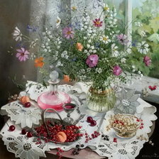 Схема вышивки «цветы на столе»