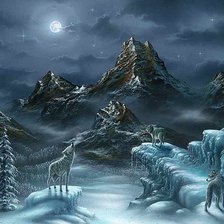 Схема вышивки «зимняя ночь в горах»