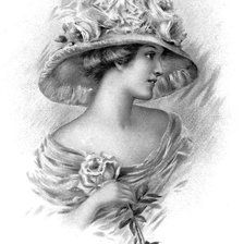 Оригинал схемы вышивки «дама в шляпе» (№613470)