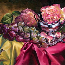 Схема вышивки «натюрморт "Виноград и розы"»