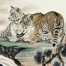 Оригинал схемы вышивки «тигрята - гобелен» (№616919)