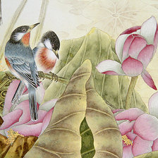 Схема вышивки «Китайская живопись, птички и лотос»