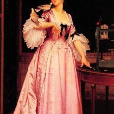 Схема вышивки «девушка в розовом платье»