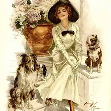 Схема вышивки «дама с собаками 2»