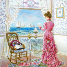 Схема вышивки «дама у окна»