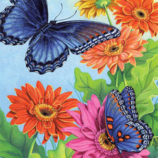 Оригинал схемы вышивки «цветы и бабочки» (№618792)