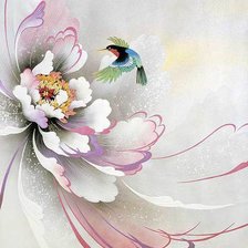 колибри с цветком