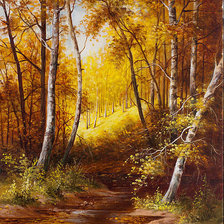 Оригинал схемы вышивки «Осень в берёзовом лесу» (№620073)