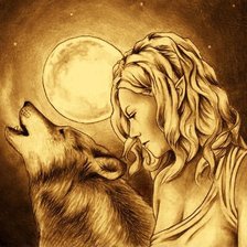 Схема вышивки «волк и девушка»