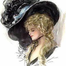 Оригинал схемы вышивки «Дама в шляпе» (№621232)