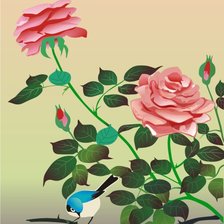 Схема вышивки «Розы с птицей»