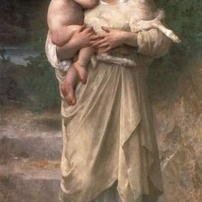 Оригинал схемы вышивки «крестьянка с ребенком» (№629685)
