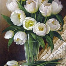 Оригинал схемы вышивки «белые тюльпаны» (№630460)