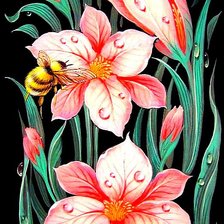 Схема вышивки «Пчелы на цветах»