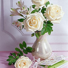 Оригинал схемы вышивки «букет белых роз» (№632257)