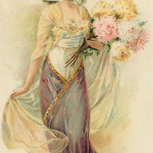 Оригинал схемы вышивки «Дама с цветами» (№633125)