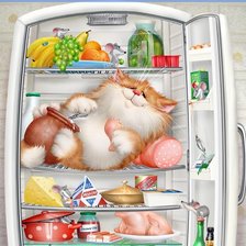 Оригинал схемы вышивки «Кот в холодильнике» (№636904)