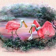 Схема вышивки «розовые птицы»