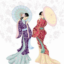 Схема вышивки «Две японки»