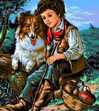 Схема вышивки «Мальчик с собакой»