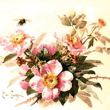 Оригинал схемы вышивки «пчелка на цветах» (№648279)