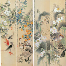 Схема вышивки «Китай, восток цветы, птицы»
