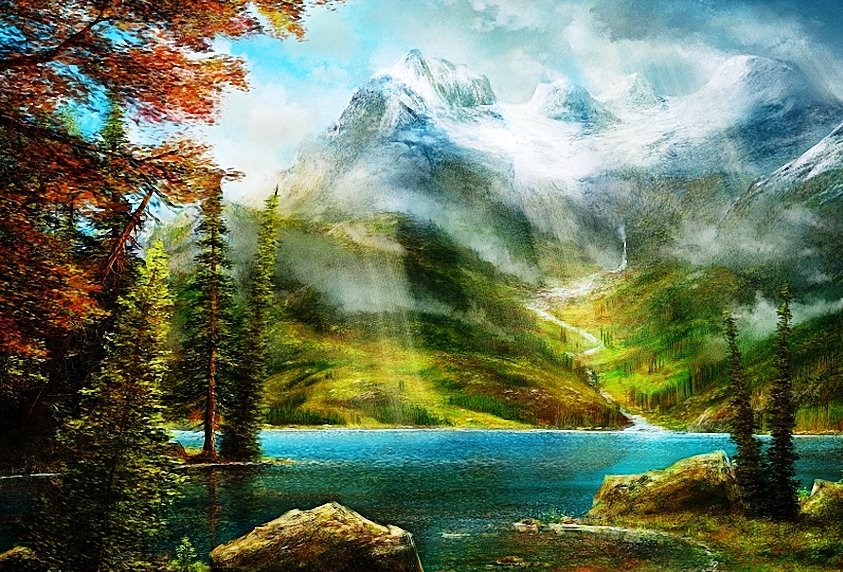 осень в горах - горы, озеро, осень, природа, пейзаж, лес - оригинал