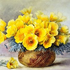букет желтых цветов в вазе