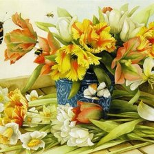 Оригинал схемы вышивки «Весенние цветы» (№656057)