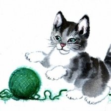 Схема вышивки «котенок и клубок»