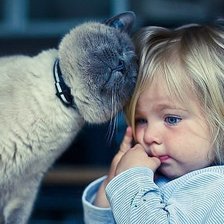 Схема вышивки «Кот утешает девочку»