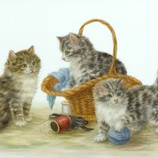 Схема вышивки «Три котенка»