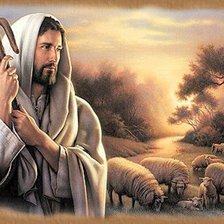Оригинал схемы вышивки «Иисус с овцами» (№674709)