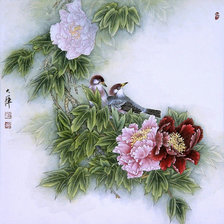 Оригинал схемы вышивки «цветы и птички» (№681465)