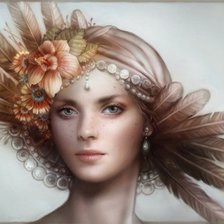 Схема вышивки «девушка в шляпе с перьями»