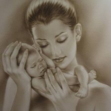 Оригинал схемы вышивки «мама с младенцем» (№690864)