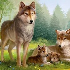 Схема вышивки «Волчье семейство»