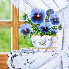 Схема вышивки «Цветы на окне»