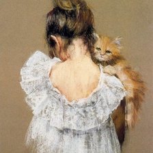 Схема вышивки «девушка с котом»