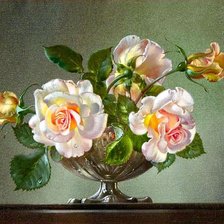 Оригинал схемы вышивки «розы в вазе» (№700569)