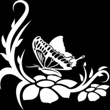 Оригинал схемы вышивки «Бабочка на цветке, монохром» (№701073)