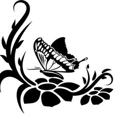 Оригинал схемы вышивки «Бабочка на цветке, монохром» (№701076)