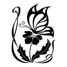 Схема вышивки «Бабочка на цветке, монохром»