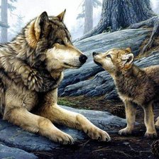 Схема вышивки «Волчица с волченком»