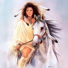 Оригинал схемы вышивки «Девушка на лошаде» (№710518)