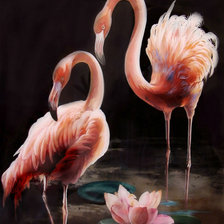 Схема вышивки «Ночные фламинго»