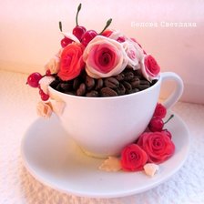 Схема вышивки «роза и кофе»