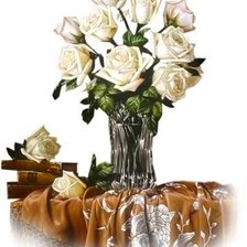 Оригинал схемы вышивки «белые розы» (№723284)
