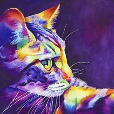 Схема вышивки «котенок радуга»